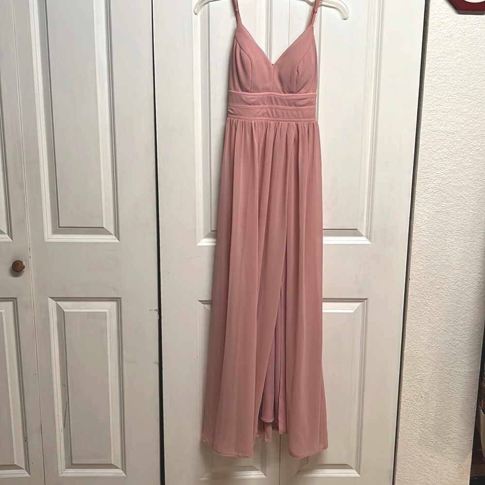 City Vibe Dusty Rose Pink Spaghetti Strap Front Slit Maxi Dress Size 0